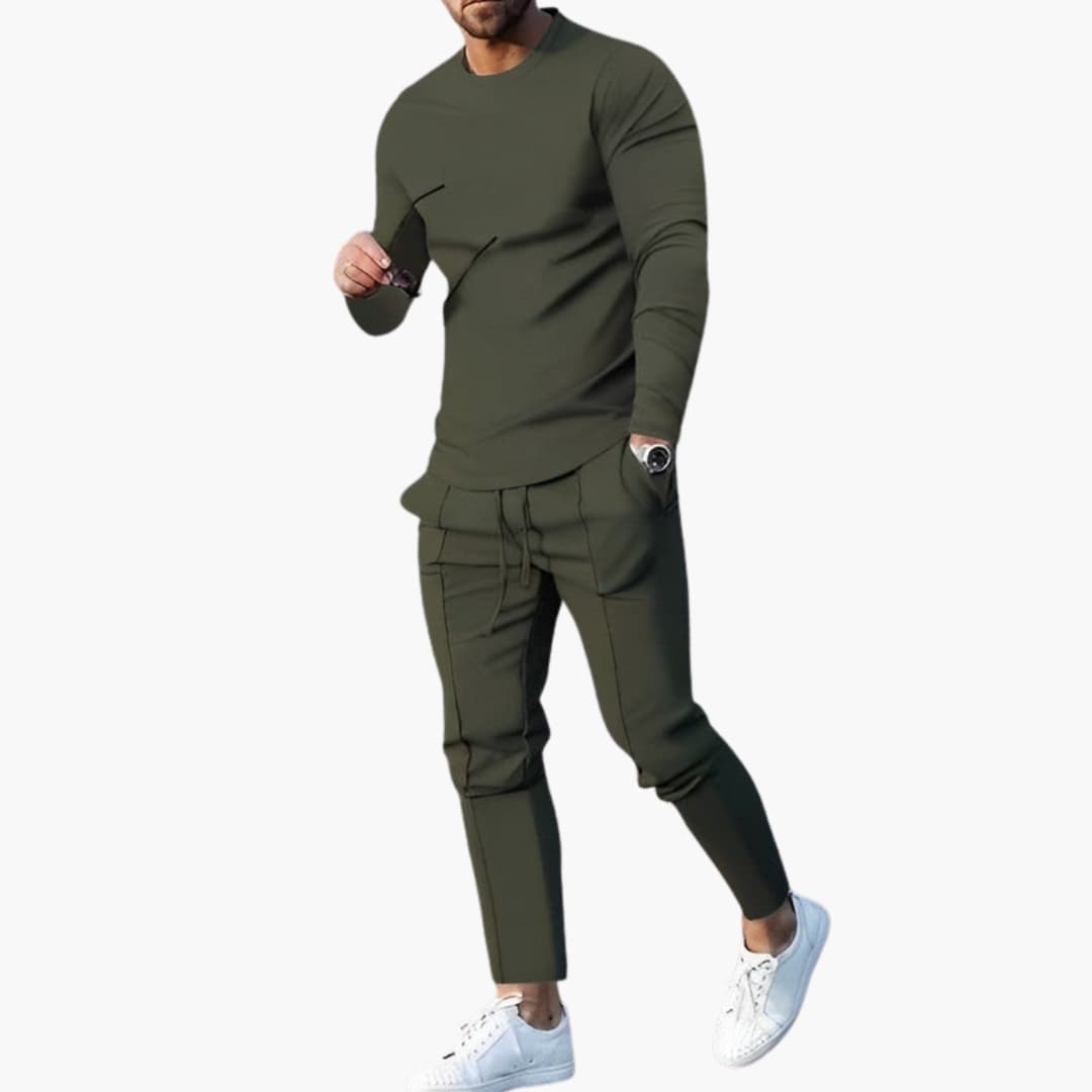 Ensemble loungewear homme 2 pièces avec sweat col rond et joggers fuselés