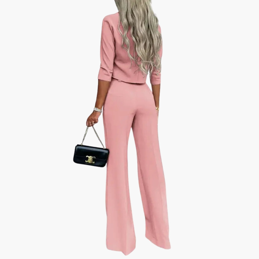 Ensemble pantalon femme avec top court et taille haute