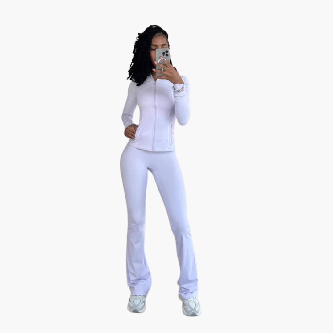 Completo sportivo donna con giacca con zip e leggings