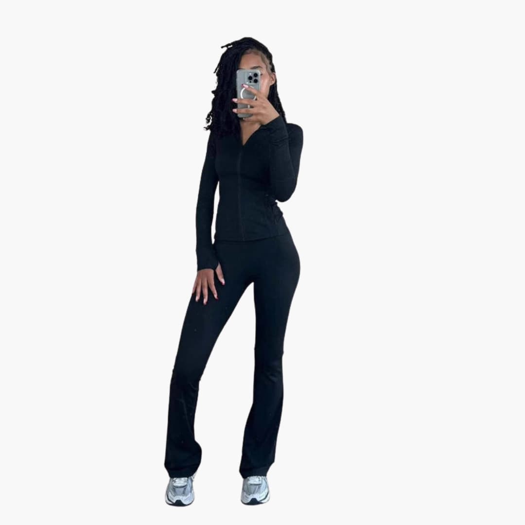 Completo sportivo donna con giacca con zip e leggings