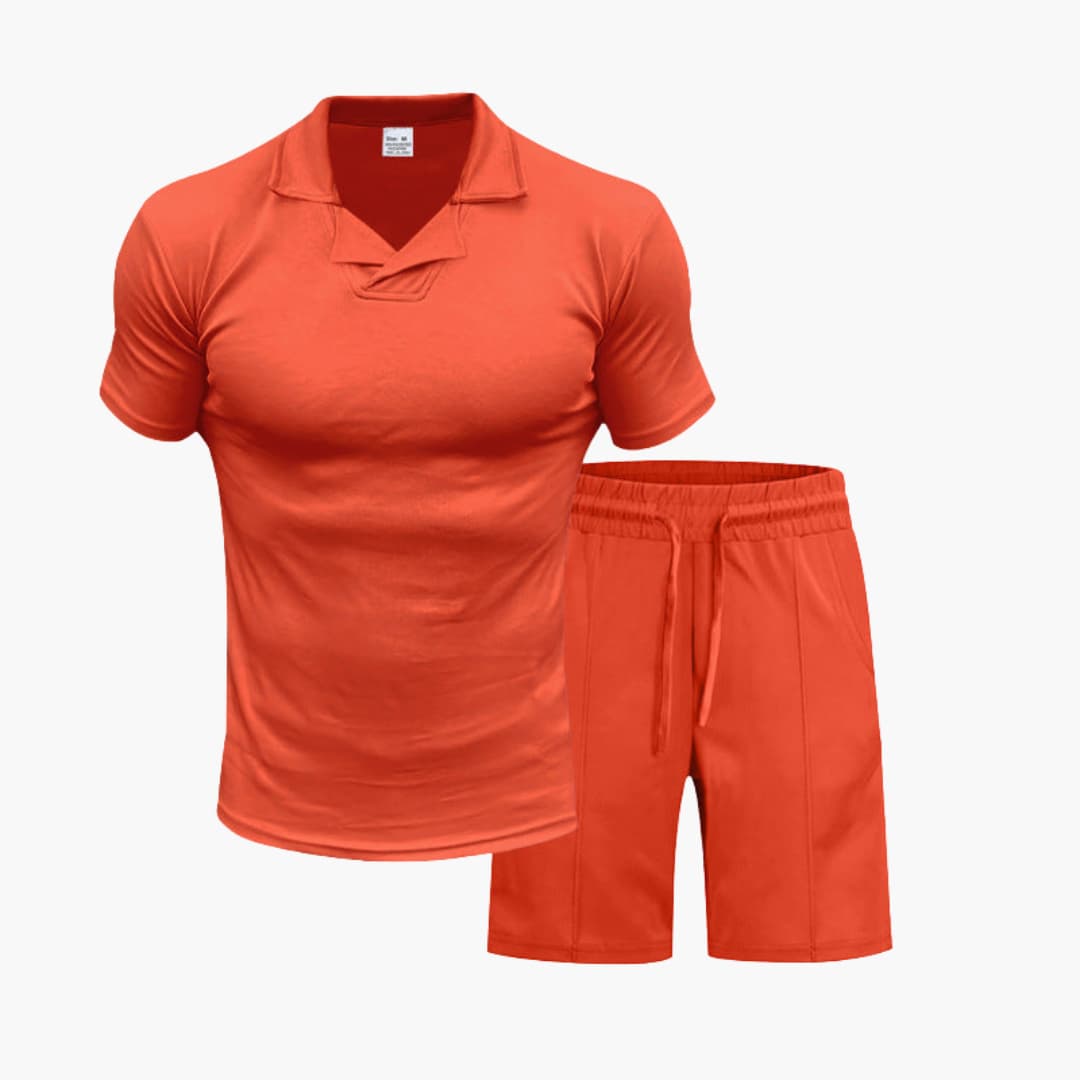 Herren-Sportensemble mit kurzärmeligem Oberteil und Shorts mit elastischem Bund