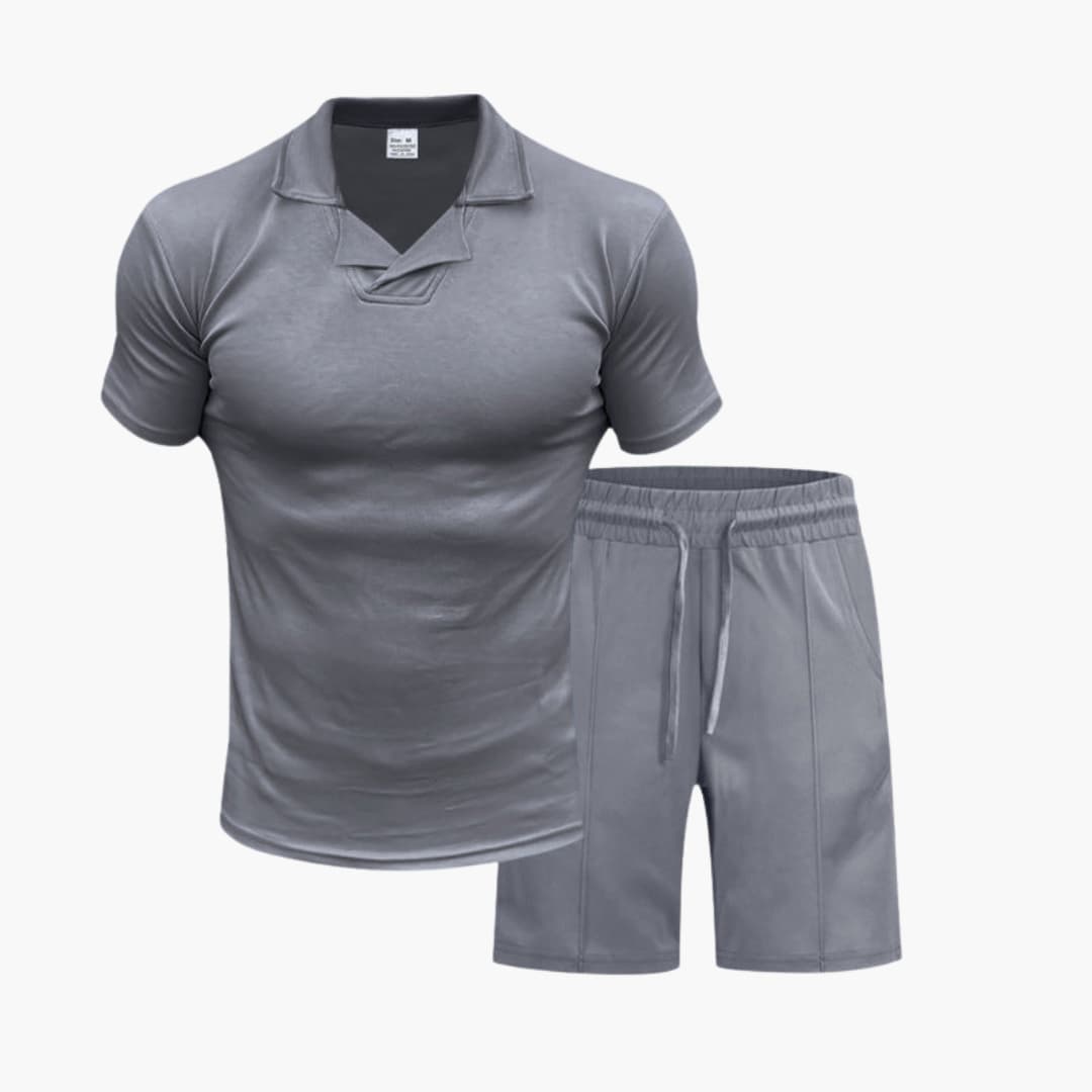 Herren-Sportensemble mit kurzärmeligem Oberteil und Shorts mit elastischem Bund