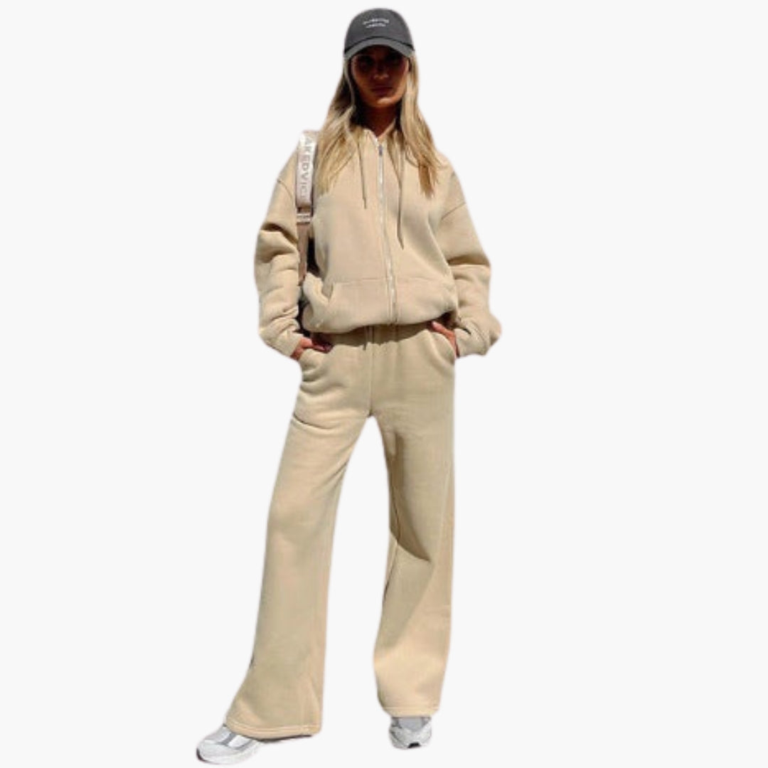Completo tuta donna con giacca con cappuccio e zip