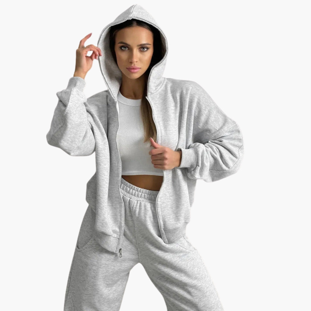 Completo felpa oversize con cappuccio donna con zip