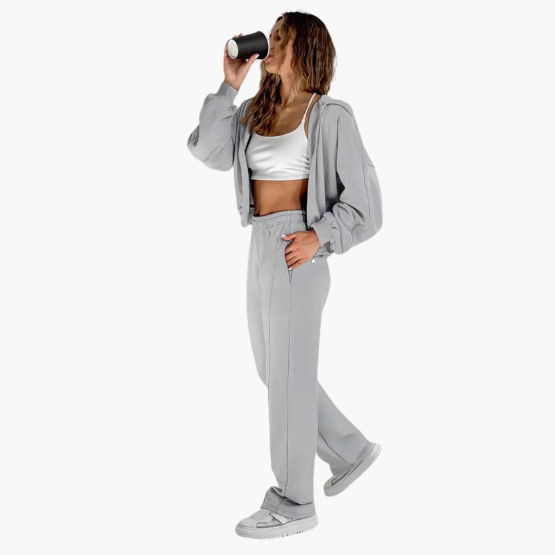 Completo felpa oversize con cappuccio donna con zip