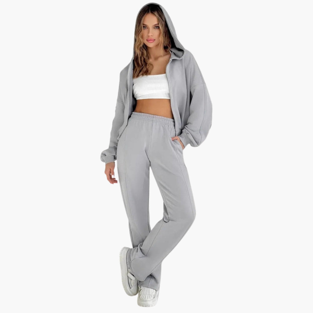 Completo felpa oversize con cappuccio donna con zip