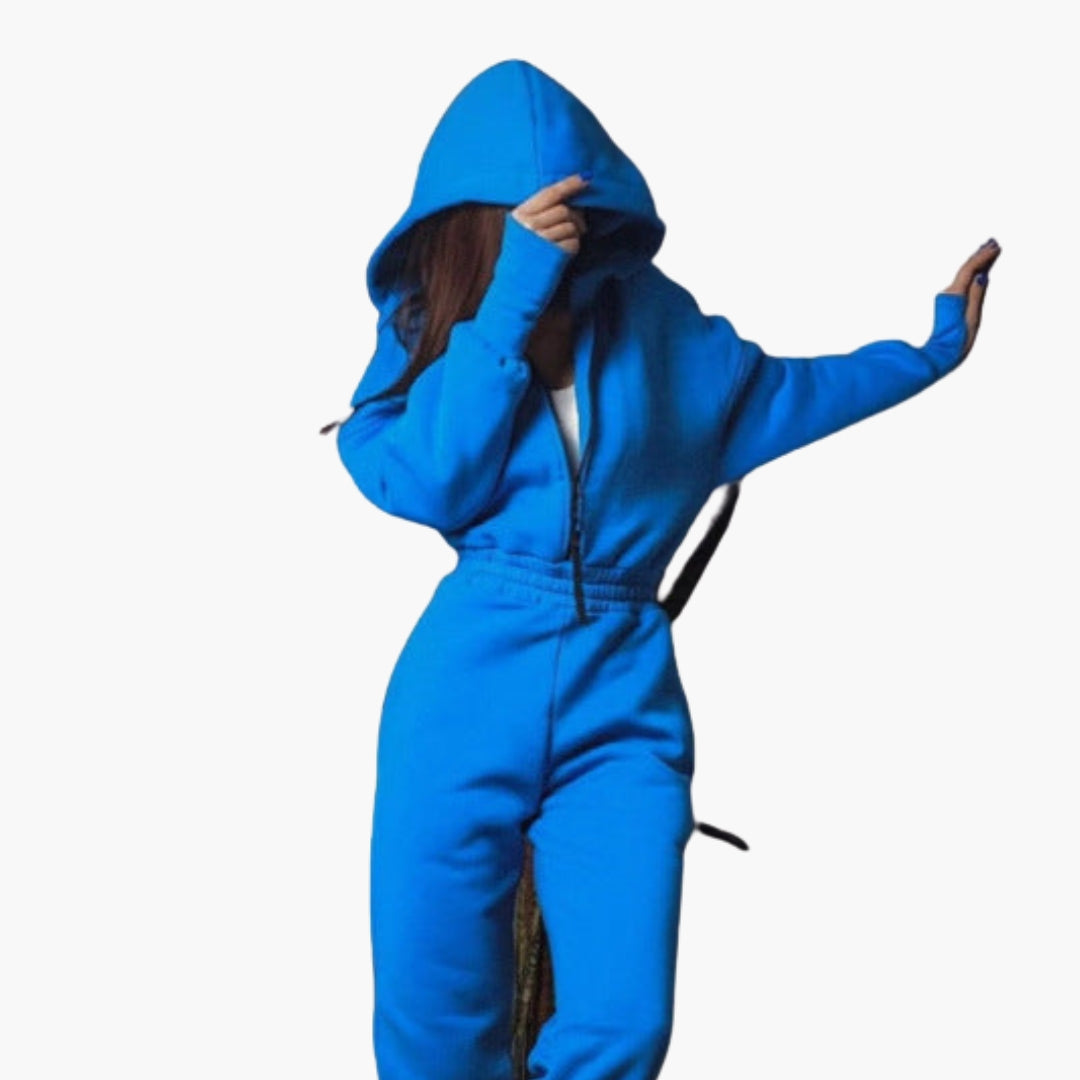 Women's zip-up hoodie set with side pockets