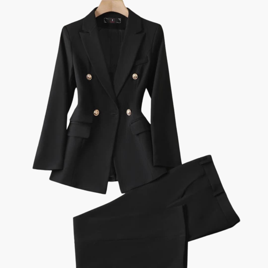 Ensemble tailleur femme avec blazer et pantalon droit