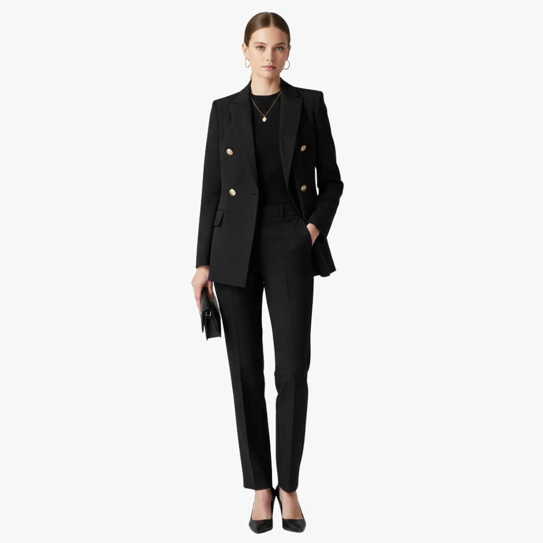 Kvindesæt med blazer og lige bukser