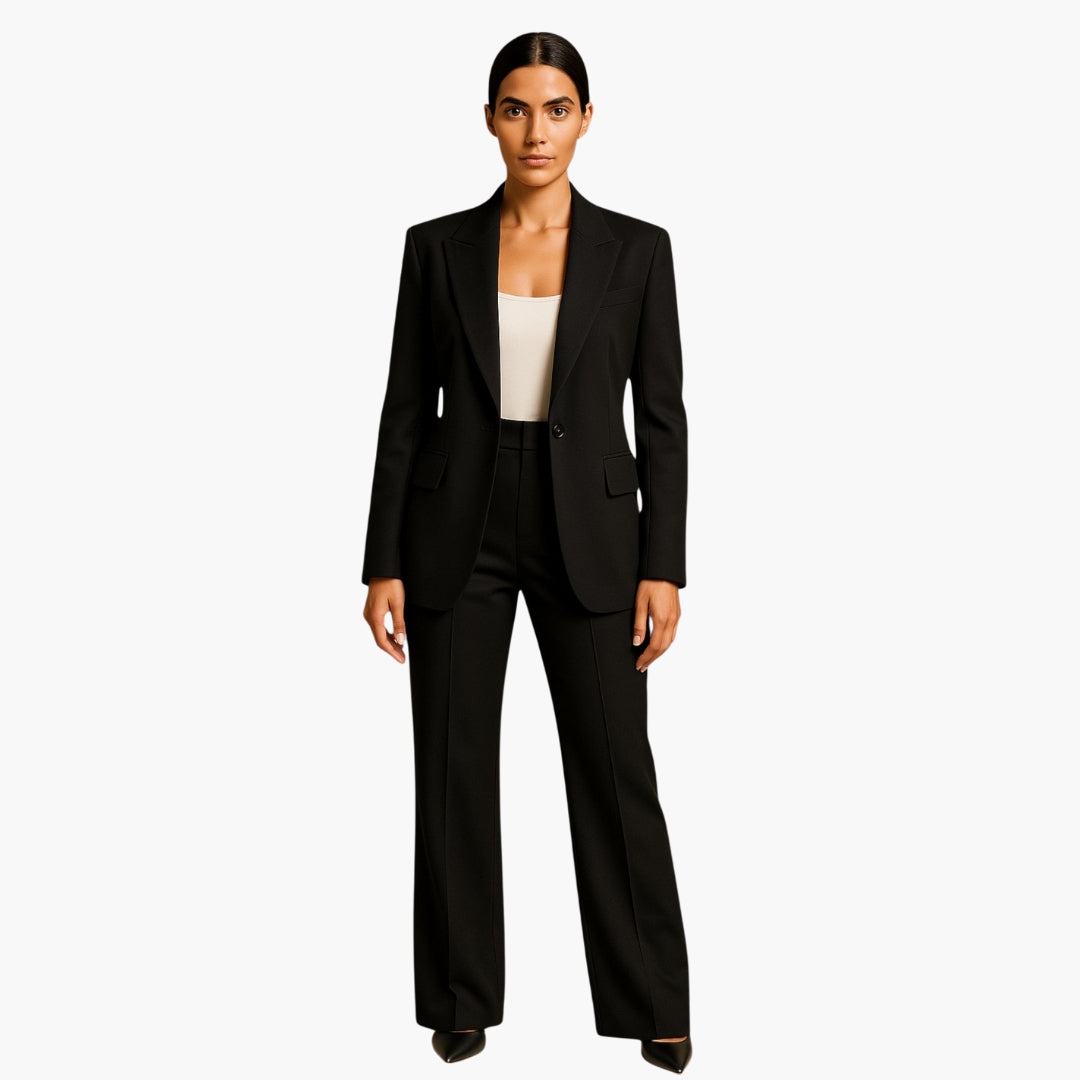 Ensemble femme avec veste et pantalon à jambe large