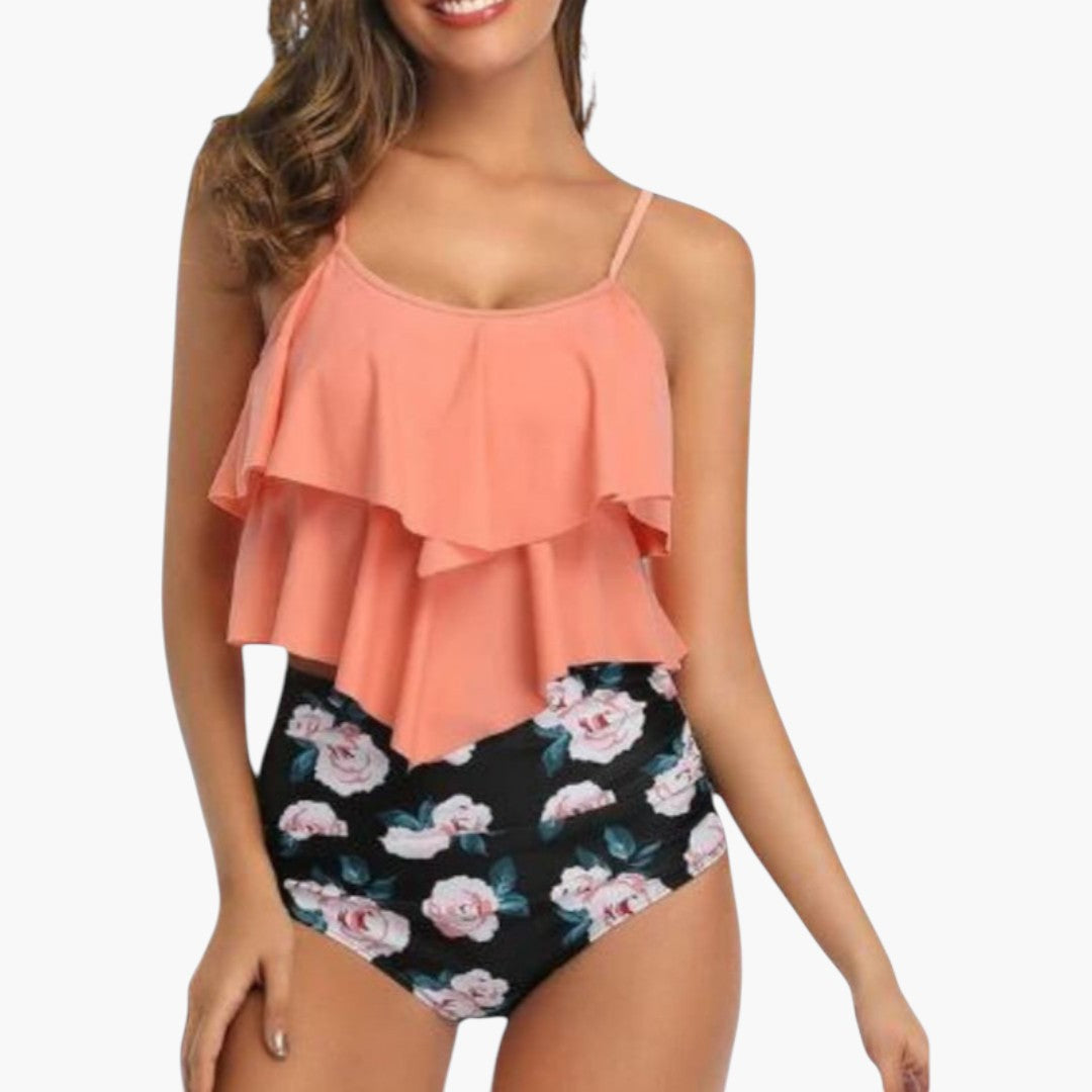 Ensemble tankini femmes a haut à volants