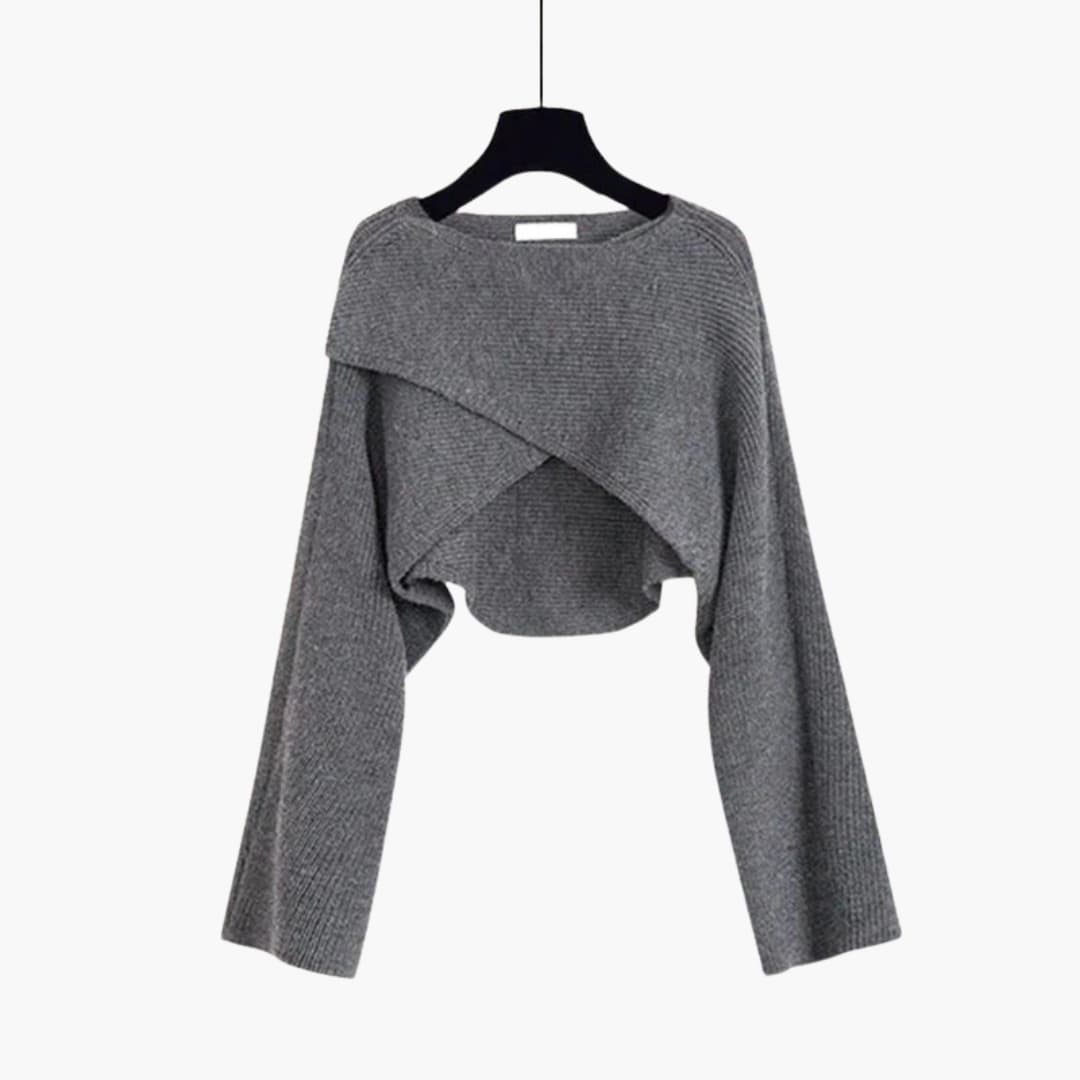 Ensemble trois-pièces pour femme avec chemise, haut en maille et pantalon à jambe large