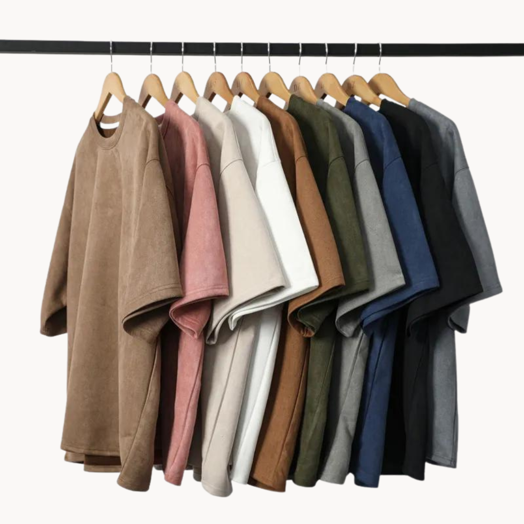 T shirt oversize homme | Coupe ample minimaliste, col rond | Uni, manches courtes, idéal en superposition