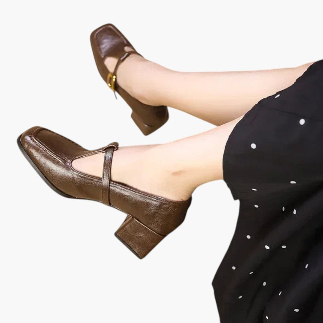 Femmes Chaussures Mary Jane avec Bout Carré et Talon Bloc