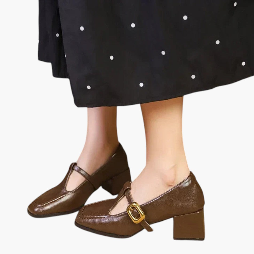 Femmes Chaussures Mary Jane avec Bout Carré et Talon Bloc