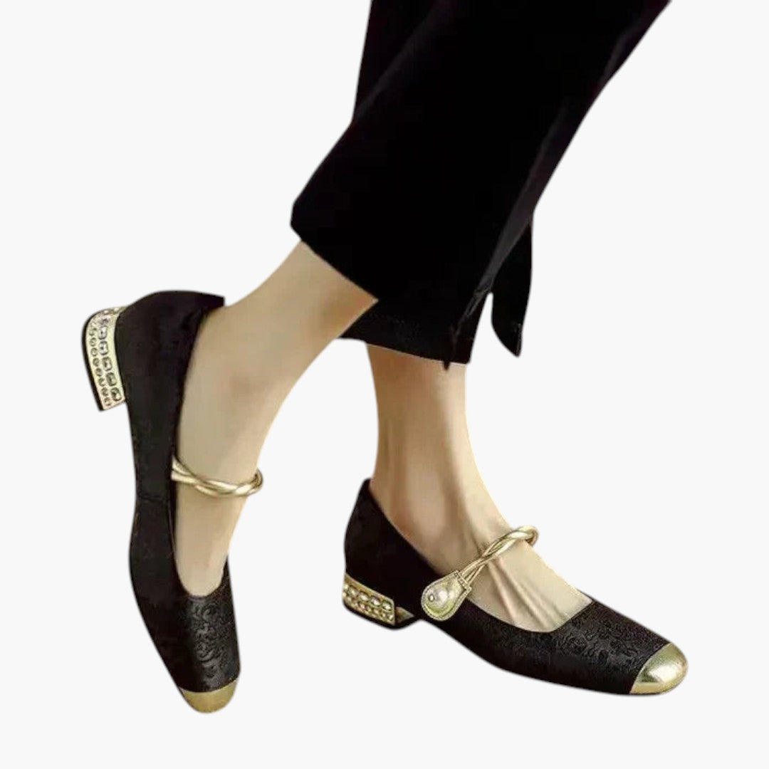 Femmes Chaussures Mary Jane avec Bride Perles et Talon Bloc