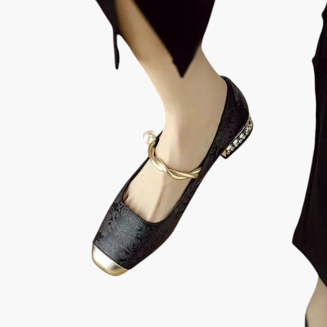 Femmes Chaussures Mary Jane avec Bride Perles et Talon Bloc