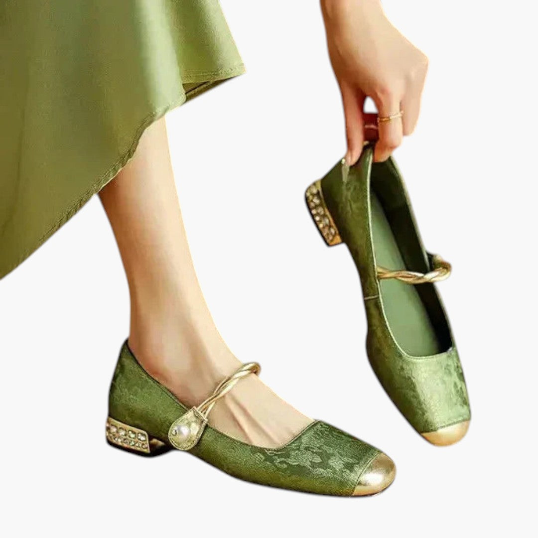 Femmes Chaussures Mary Jane avec Bride Perles et Talon Bloc