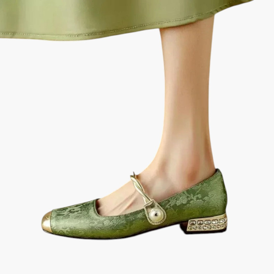 Femmes Chaussures Mary Jane avec Bride Perles et Talon Bloc