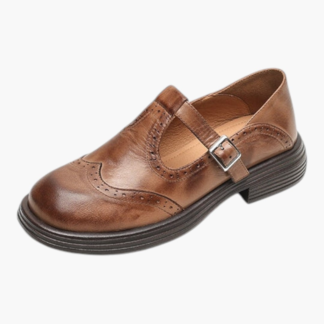 Femmes Chaussures Mary Jane avec Bride T et Brogue Talon