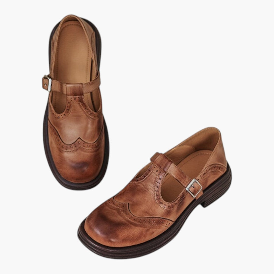 Femmes Chaussures Mary Jane avec Bride T et Brogue Talon