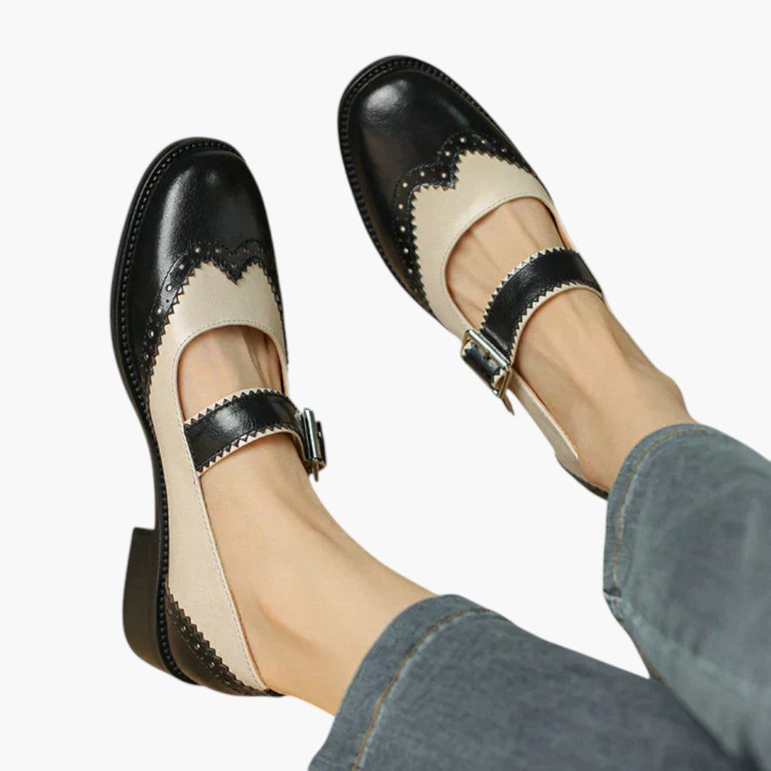 Femmes Chaussures Mary Jane avec Bride T et Détails Brogue