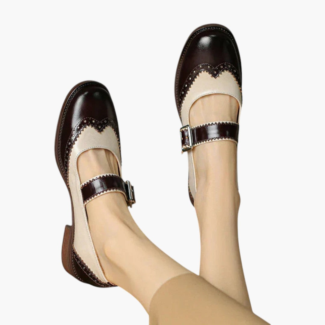 Femmes Chaussures Mary Jane avec Bride T et Détails Brogue