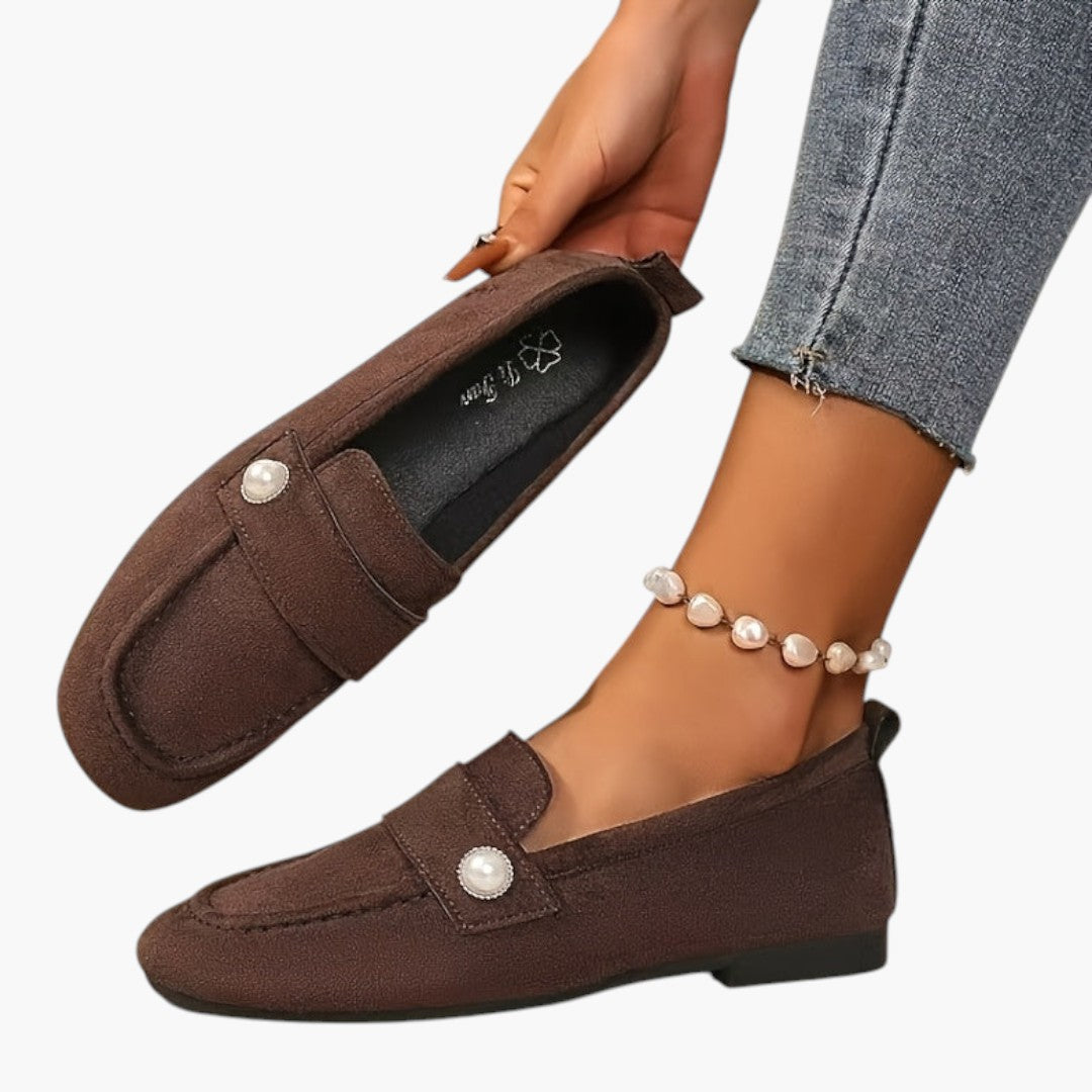 Femmes Chaussures Plates avec Bout Carré et Semelle Caoutchouc