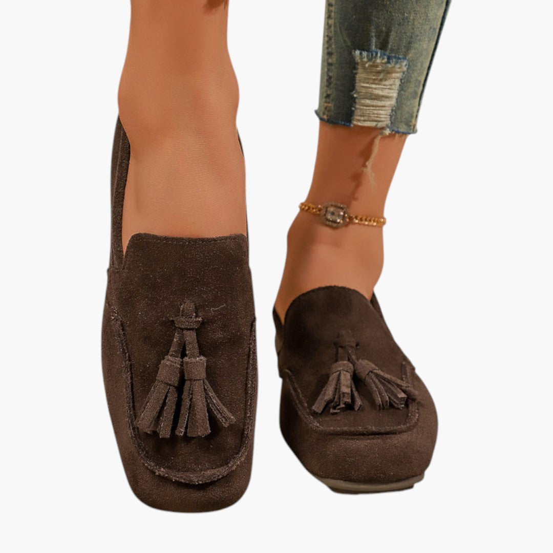 Femmes Confortables Chaussures Slip on avec Bout Rond et Gland