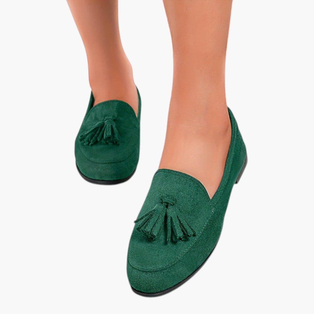 Femmes Mocassins Plats avec Pompon et Bout Rond