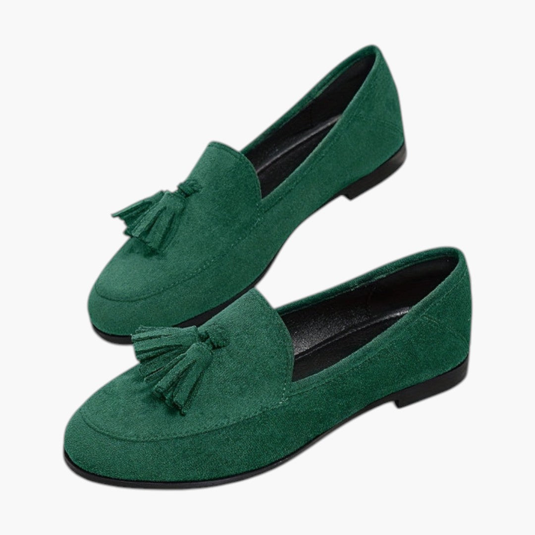 Femmes Mocassins Plats avec Pompon et Bout Rond