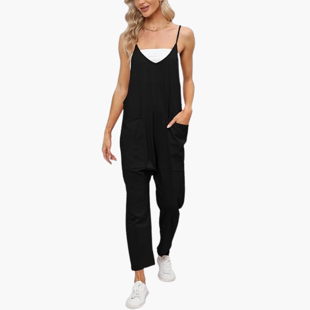 Women's jumpsuit with adjustable straps and wide legs