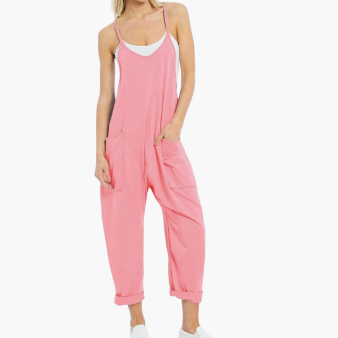 Women's jumpsuit with adjustable straps and wide legs