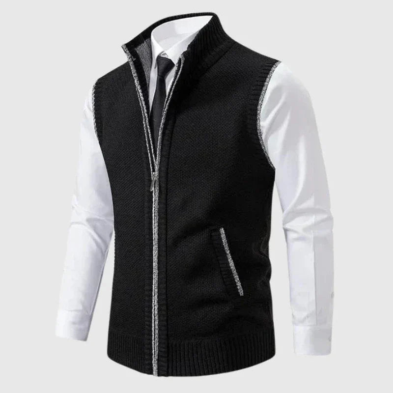 Gilet homme sans manches | Sans col, coupe épurée | À superposer sur chemise, style classique ou