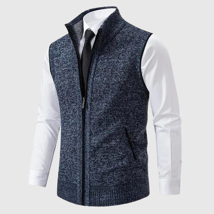 Gilet homme sans manches | Sans col, coupe épurée | À superposer sur chemise, style classique ou