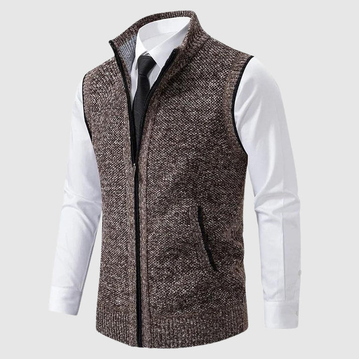 Gilet homme sans manches | Sans col, coupe épurée | À superposer sur chemise, style classique ou
