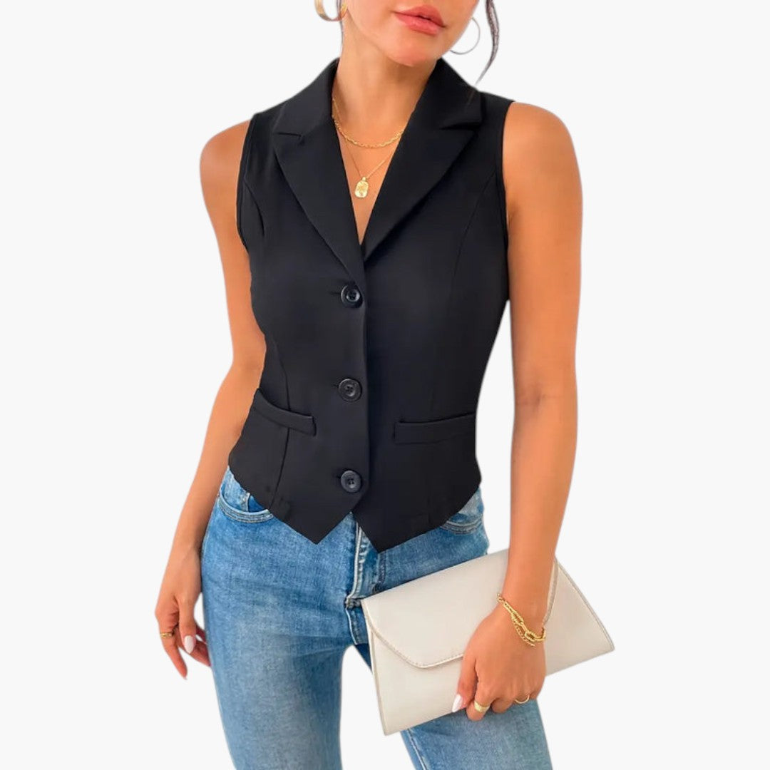 Gilet Femme avec Fermeture Boutonnée et Coupe Ajustée