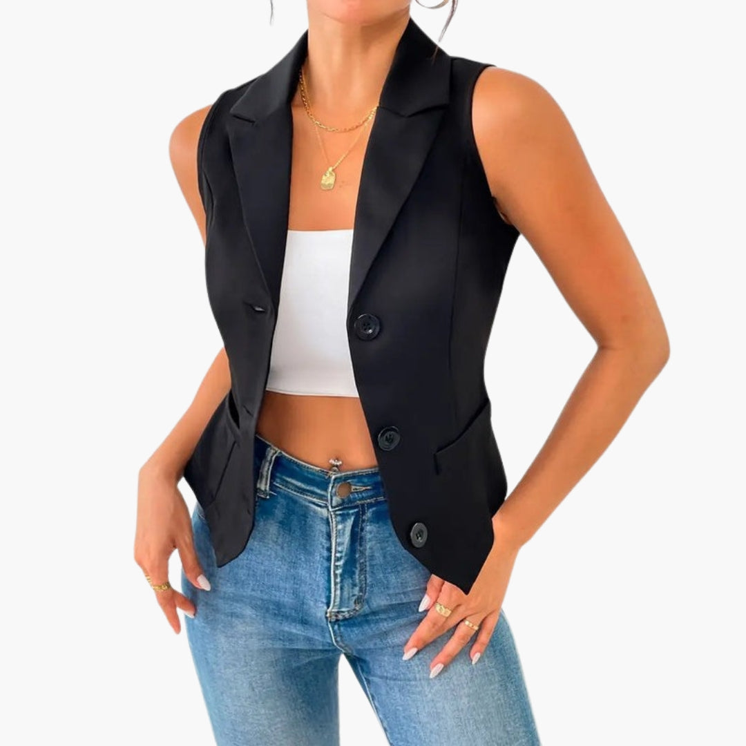 Gilet Femme avec Fermeture Boutonnée et Coupe Ajustée