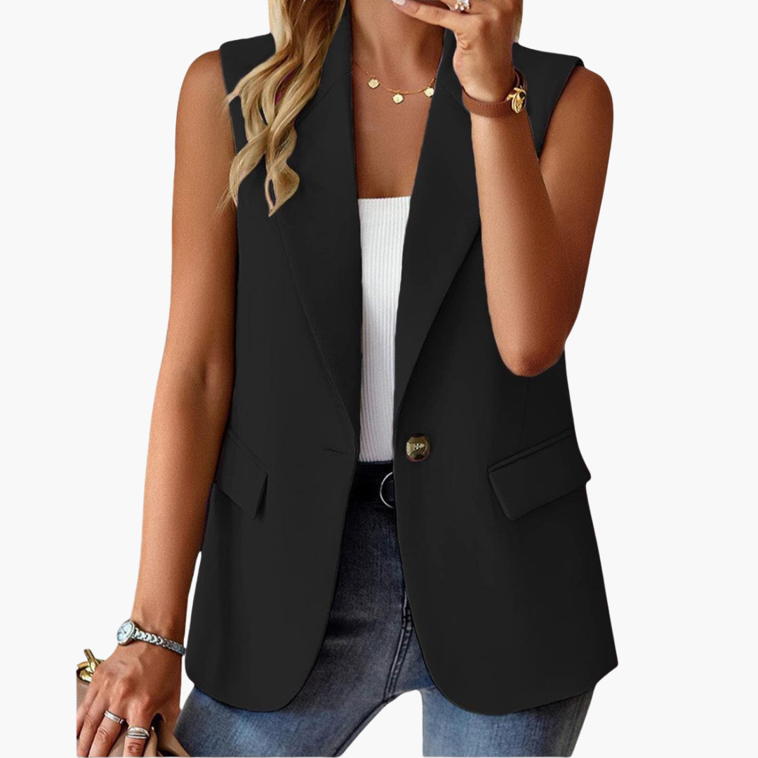 Gilet blazer femmes a col à revers et fermeture par bouton