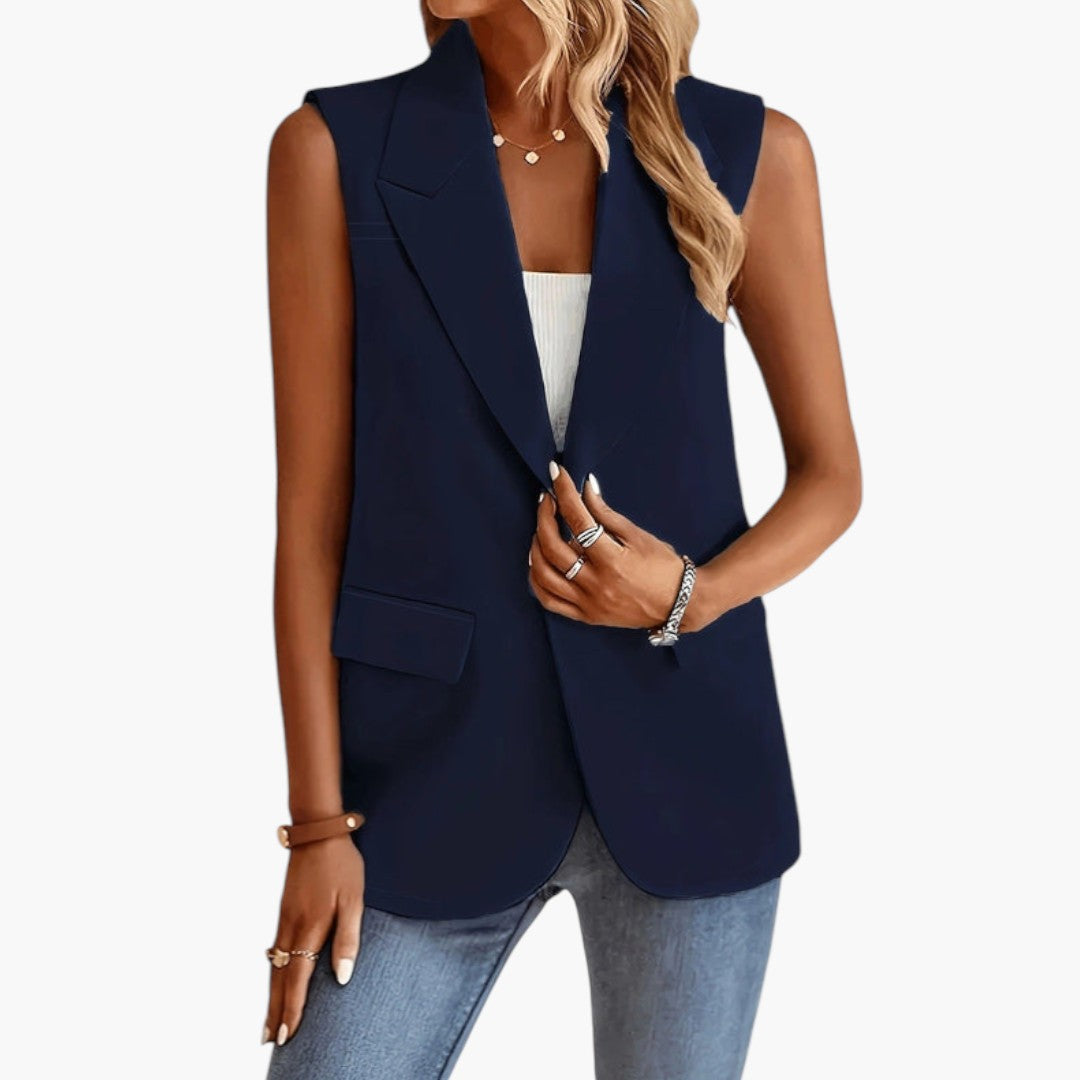 Gilet blazer femmes a col à revers et fermeture par bouton