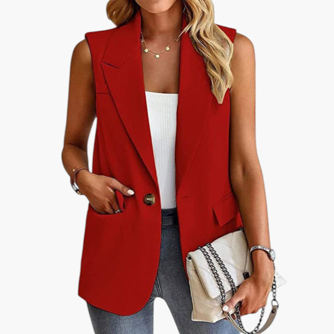 Gilet blazer femmes a col à revers et fermeture par bouton