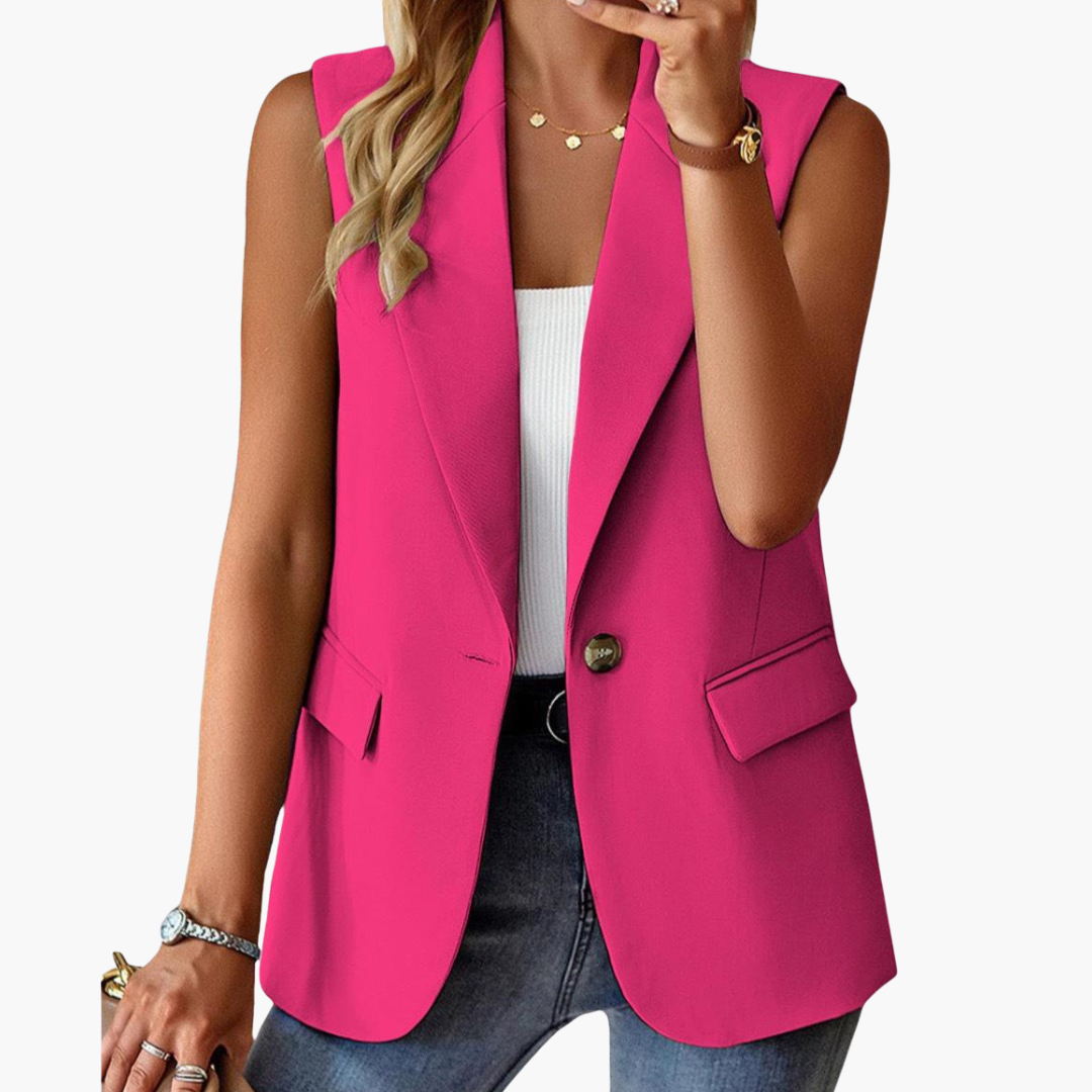 Gilet blazer femmes a col à revers et fermeture par bouton