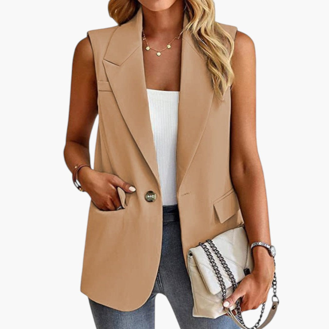Gilet blazer femmes a col à revers et fermeture par bouton