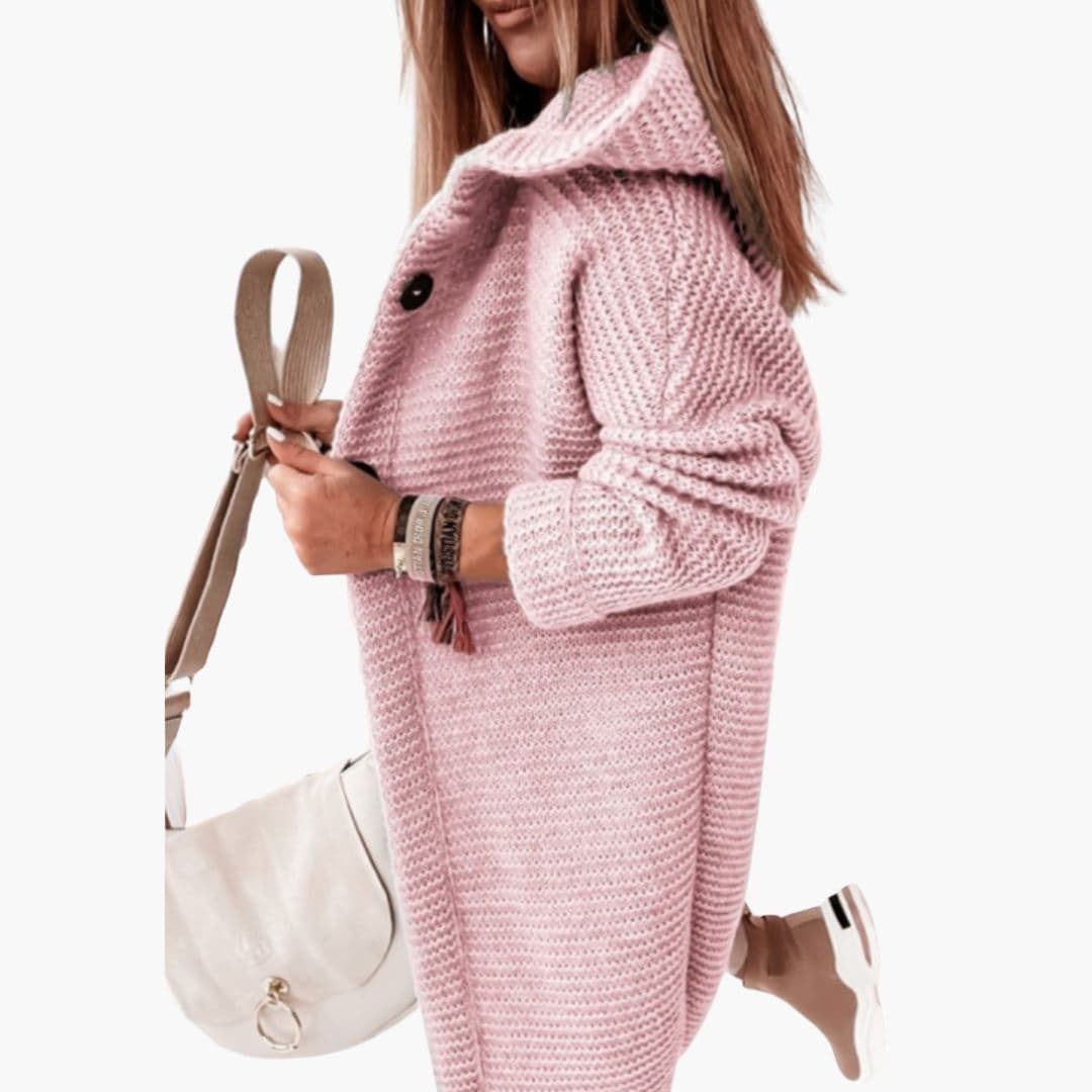 Colete feminino com capuz e abertura frontal