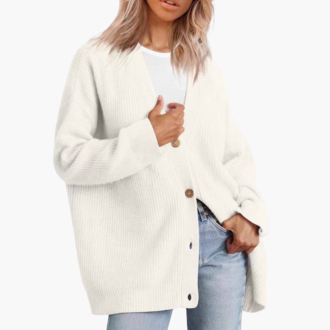 Gilet femme col V avec fermeture à boutons devant