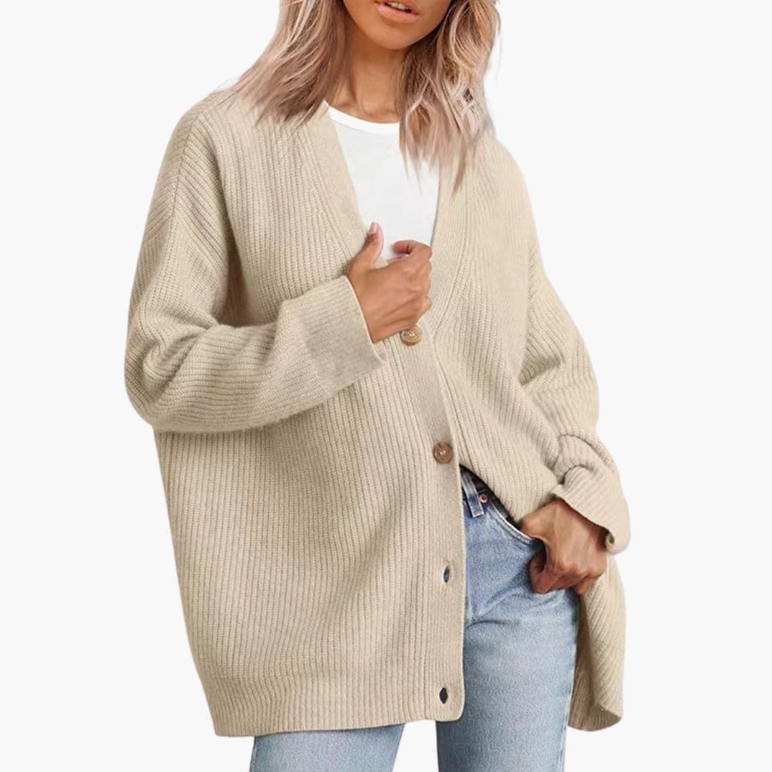 Gilet femme col V avec fermeture à boutons devant