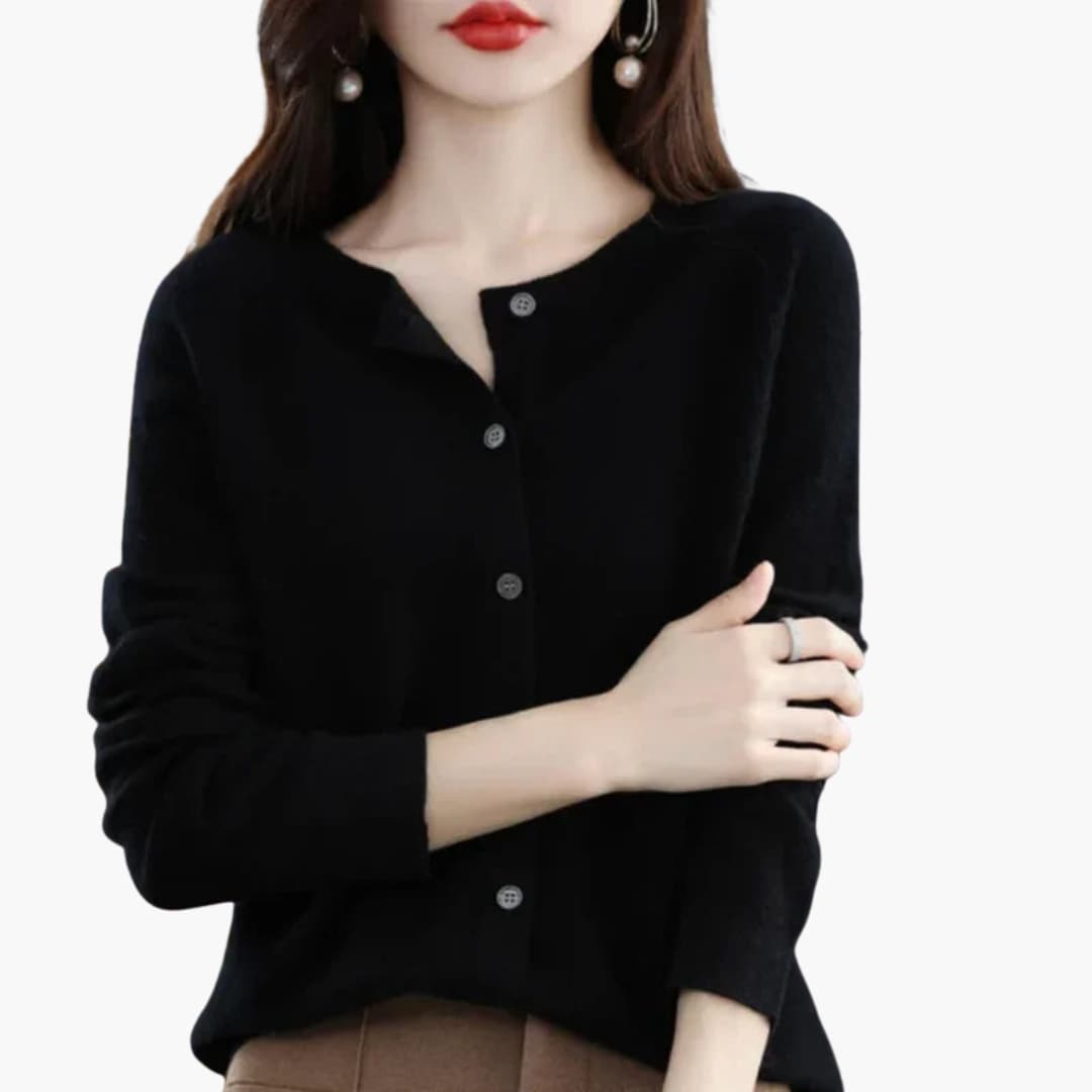 Gilet femme en maille avec col rond