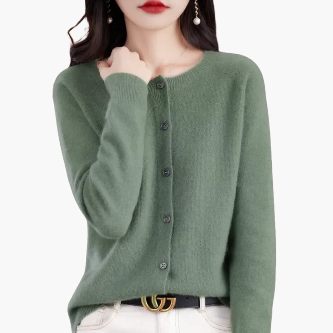 Gilet femme en maille avec col rond