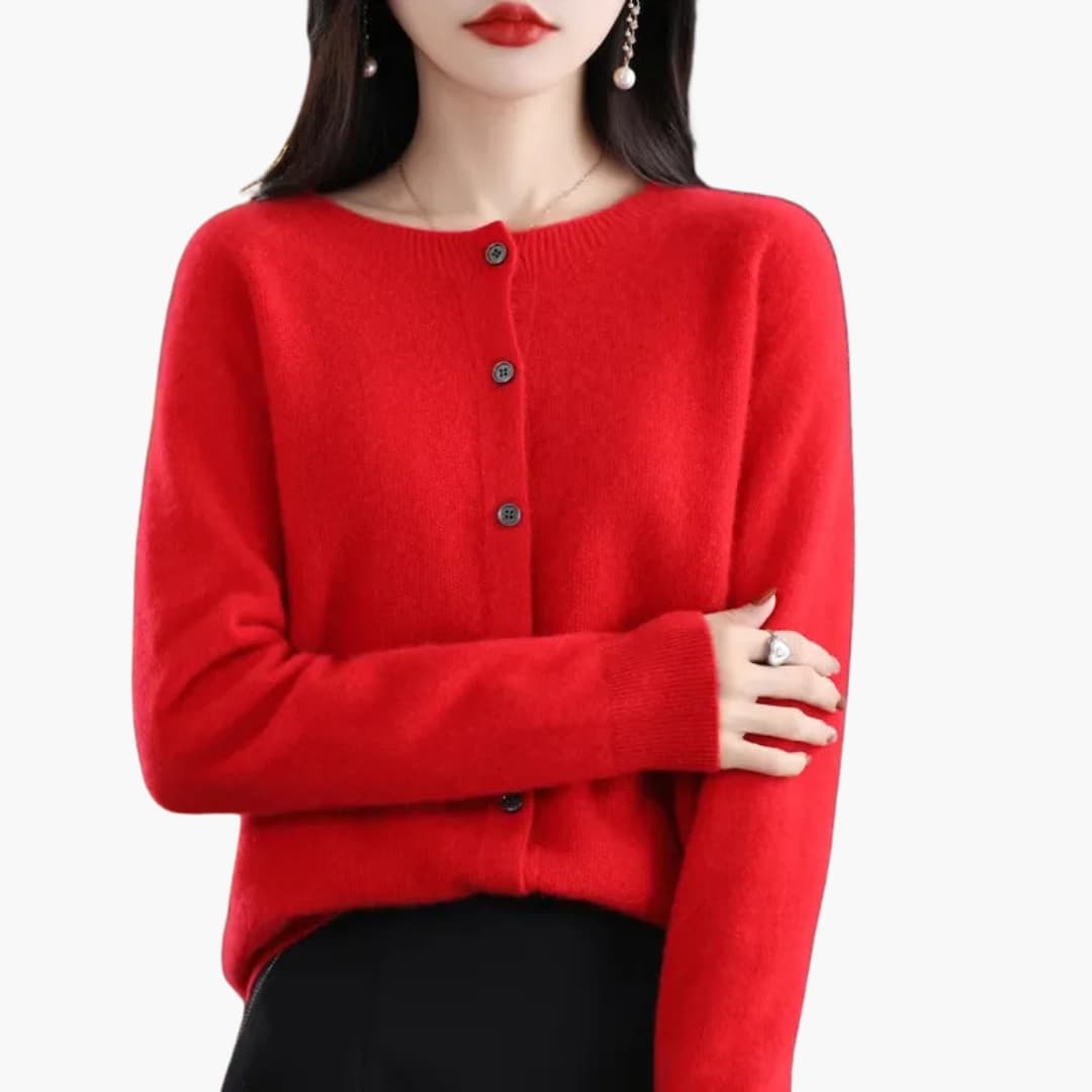 Gilet femme en maille avec col rond