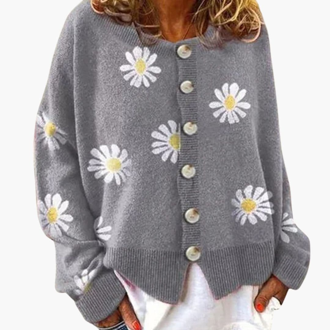 Gilet femme imprimé fleuri avec fermeture à boutons